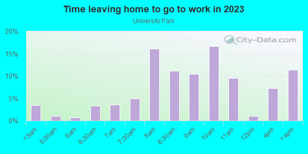 Time Leaving Home for Work in University Park in Gainesville neighborhood in FL