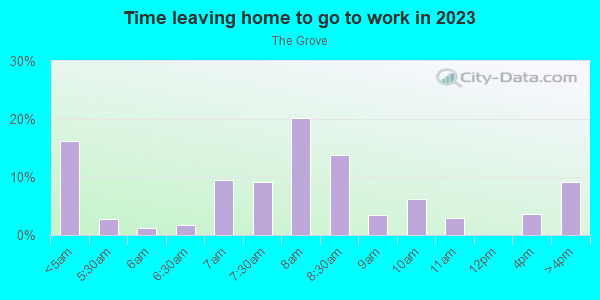 Time Leaving Home for Work in The Grove in Lakeland neighborhood in FL