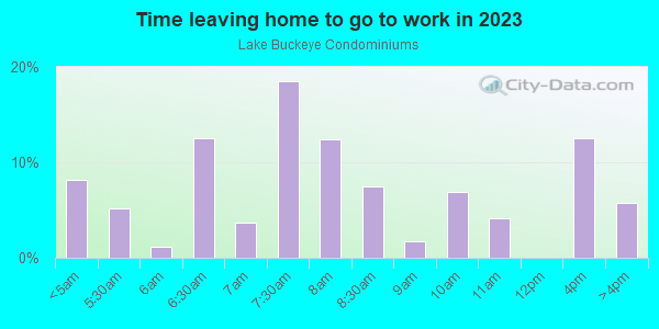 Time Leaving Home for Work in Lake Buckeye Condominiums in Winter Haven neighborhood in FL