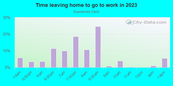 Time Leaving Home for Work in Suwannee Oaks in Bell neighborhood in FL
