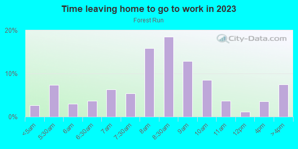 Time Leaving Home for Work in Forest Run in Clearwater neighborhood in FL