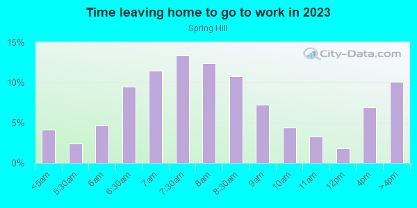 Time Leaving Home for Work in Spring Hill in Spring Hill neighborhood in FL
