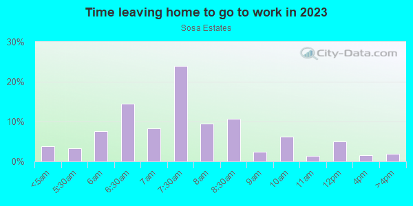 Time Leaving Home for Work in Sosa Estates in Valrico neighborhood in FL