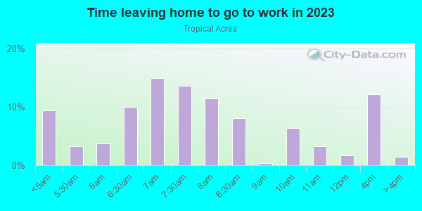 Time Leaving Home for Work in Tropical Acres in Riverview neighborhood in FL