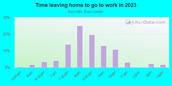 Time Leaving Home for Work in Toco Hills Town Center in Atlanta neighborhood in GA