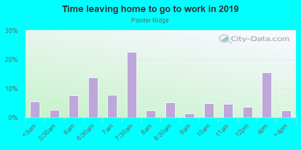 Time Leaving Home for Work in Pointer Ridge in Atlanta neighborhood in GA