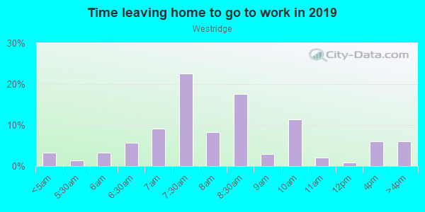 Time Leaving Home for Work in Westridge in Woodstock neighborhood in GA