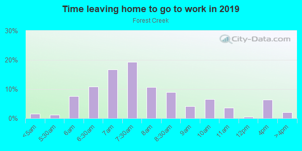 Time Leaving Home for Work in Forest Creek in Canton neighborhood in GA