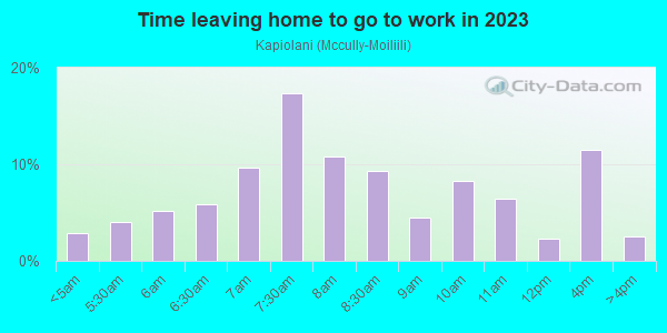 Time Leaving Home for Work in Kapiolani in Honolulu neighborhood in HI