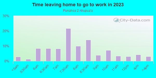 Time Leaving Home for Work in Punahoa 2 Ahupua`a in Hilo neighborhood in HI