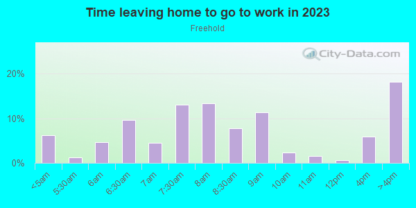 Time Leaving Home for Work in Freehold in Des Moines neighborhood in IA