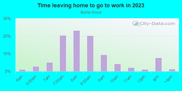 Time Leaving Home for Work in Burke-Wood in Des Moines neighborhood in IA