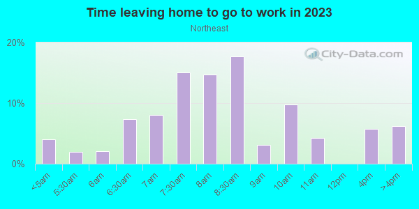 Time Leaving Home for Work in Northeast in Wheaton neighborhood in IL