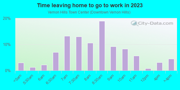 Time Leaving Home for Work in Vernon Hills Town Center in Vernon Hills neighborhood in IL