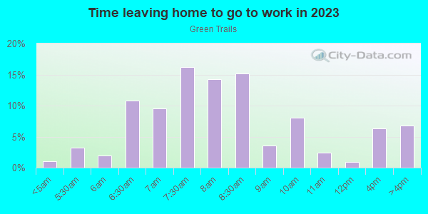 Time Leaving Home for Work in Green Trails in Lisle neighborhood in IL