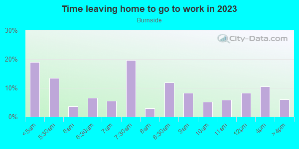 Time Leaving Home for Work in Burnside in Chicago neighborhood in IL