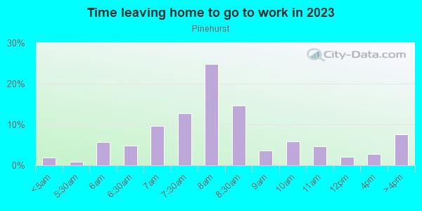 Time Leaving Home for Work in Pinehurst in Overland Park neighborhood in KS