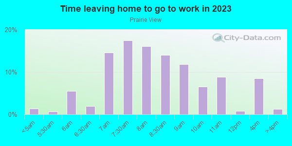Time Leaving Home for Work in Prairie View in Overland Park neighborhood in KS