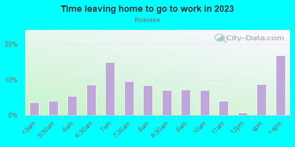 Time Leaving Home for Work in Riverview in Kansas City neighborhood in KS