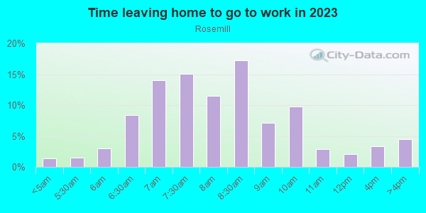 Time Leaving Home for Work in Rosemill in Lexington neighborhood in KY