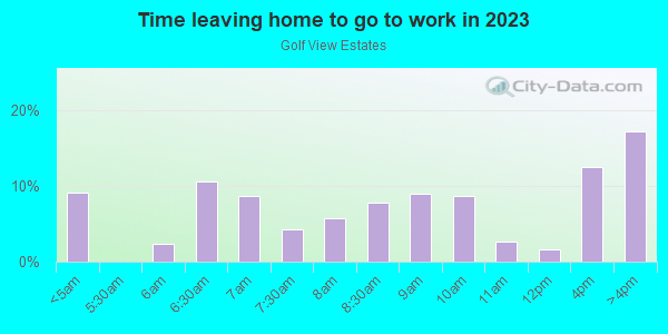 Time Leaving Home for Work in Golf View Estates in Lexington neighborhood in KY