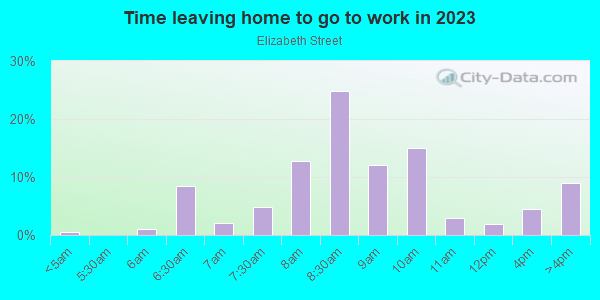 Time Leaving Home for Work in Elizabeth Street in Lexington neighborhood in KY
