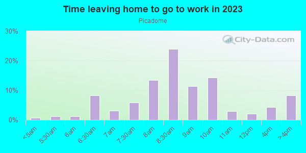 Time Leaving Home for Work in Picadome in Lexington neighborhood in KY