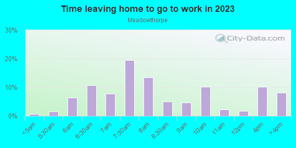 Time Leaving Home for Work in Meadowthorpe in Lexington neighborhood in KY
