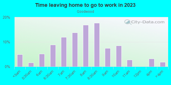 Time Leaving Home for Work in Goodwood in Baton Rouge neighborhood in LA