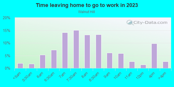 Time Leaving Home for Work in Walnut Hill in Woburn neighborhood in MA