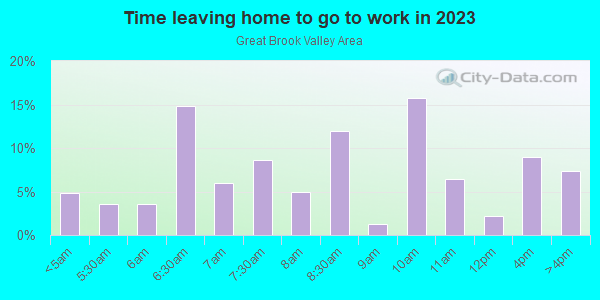 Time Leaving Home for Work in Great Brook Valley Area in Worcester neighborhood in MA