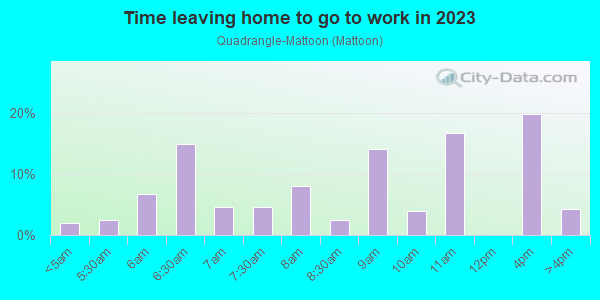 Time Leaving Home for Work in Quadrangle-Mattoon in Springfield neighborhood in MA