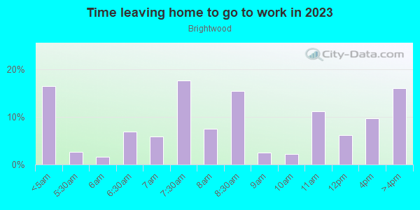 Time Leaving Home for Work in Brightwood in Springfield neighborhood in MA