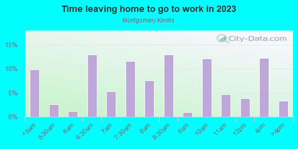 Time Leaving Home for Work in Montgomery Knolls in Silver Spring neighborhood in MD