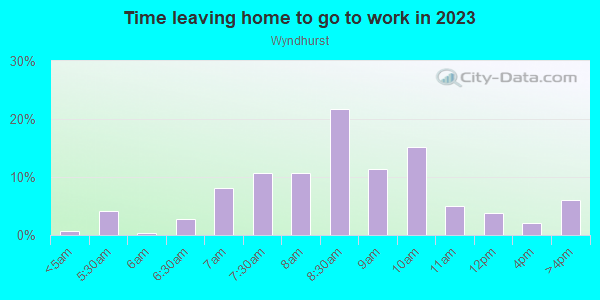 Time Leaving Home for Work in Wyndhurst in Baltimore neighborhood in MD