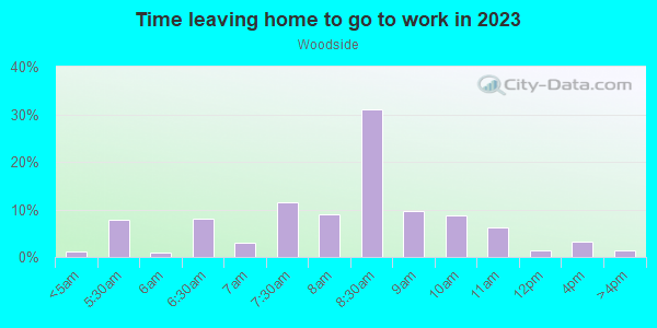 Time Leaving Home for Work in Woodside in Silver Spring neighborhood in MD