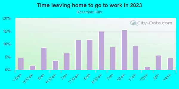 Time Leaving Home for Work in Rosemary Hills in Silver Spring neighborhood in MD