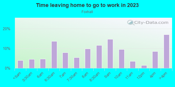 Time Leaving Home for Work in Foxhall in Silver Spring neighborhood in MD