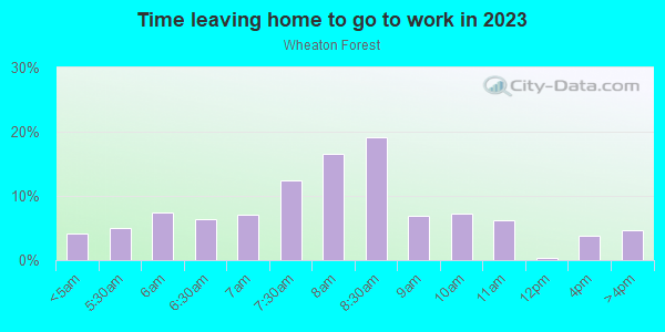 Time Leaving Home for Work in Wheaton Forest in Silver Spring neighborhood in MD
