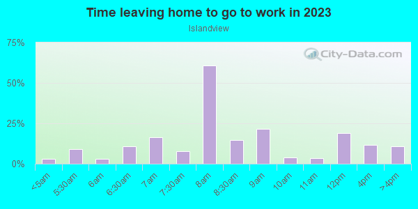 Time Leaving Home for Work in Islandview in Detroit neighborhood in MI