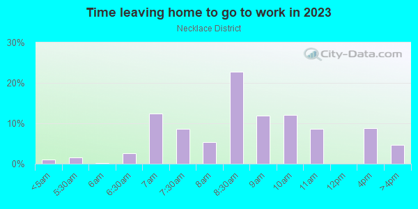 Time Leaving Home for Work in Necklace District in Detroit neighborhood in MI