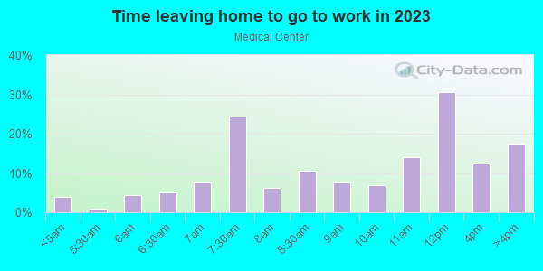 Time Leaving Home for Work in Medical Center in Detroit neighborhood in MI