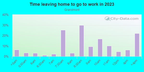 Time Leaving Home for Work in Grandmont in Detroit neighborhood in MI