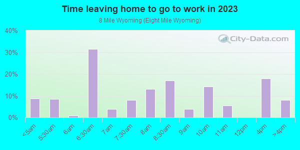 Time Leaving Home for Work in 8 Mile Wyoming in Detroit neighborhood in MI