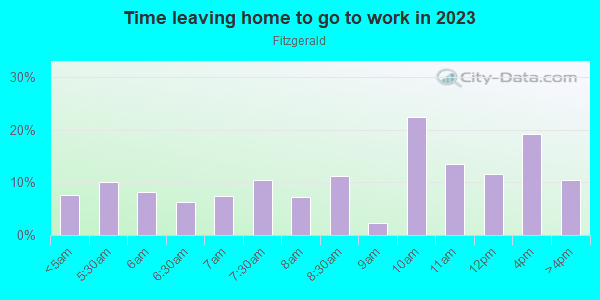 Time Leaving Home for Work in Fitzgerald in Detroit neighborhood in MI