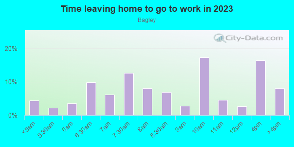 Time Leaving Home for Work in Bagley in Detroit neighborhood in MI