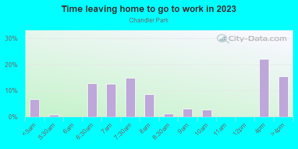 Time Leaving Home for Work in Chandler Park in Detroit neighborhood in MI