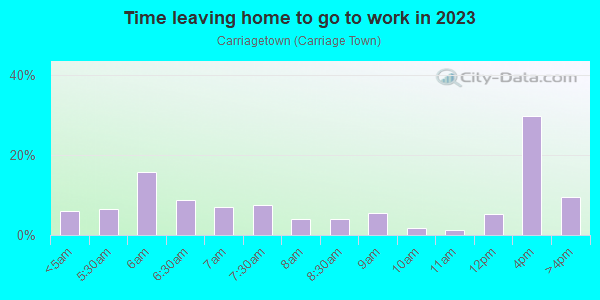Time Leaving Home for Work in Carriagetown in Flint neighborhood in MI