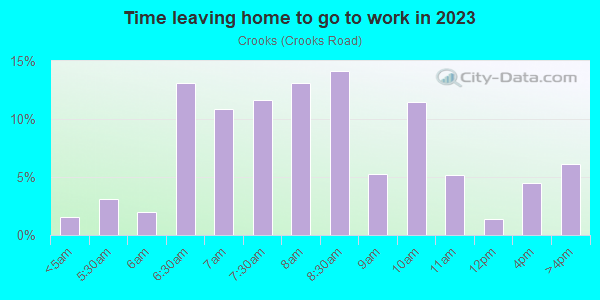 Time Leaving Home for Work in Crooks in Rochester neighborhood in MI