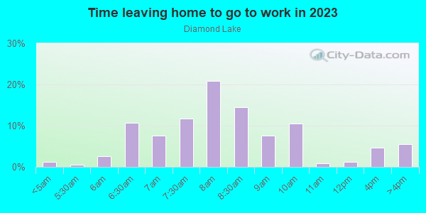 Time Leaving Home for Work in Diamond Lake in Minneapolis neighborhood in MN